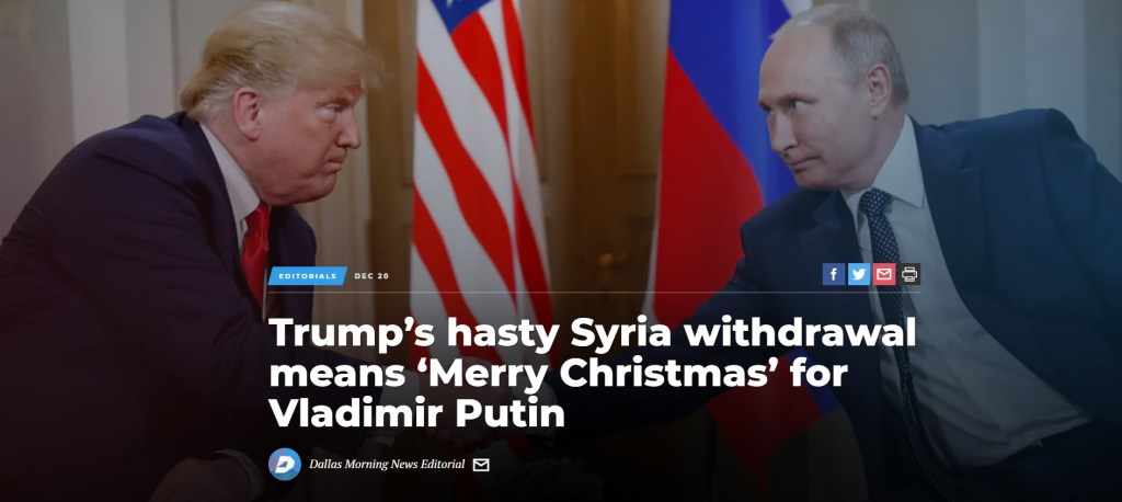 Trump’s troop withdrawal from Syria and the liberal realpolitik