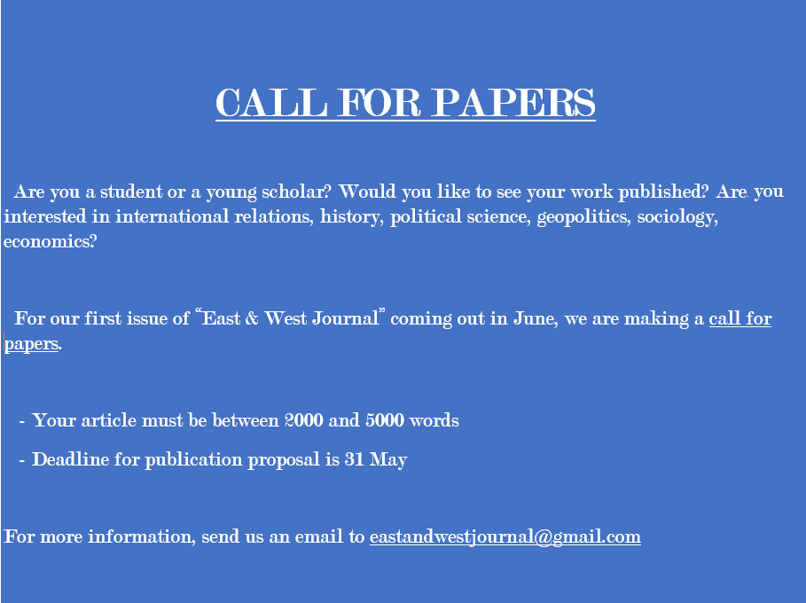 Call for papers – East & West Journal